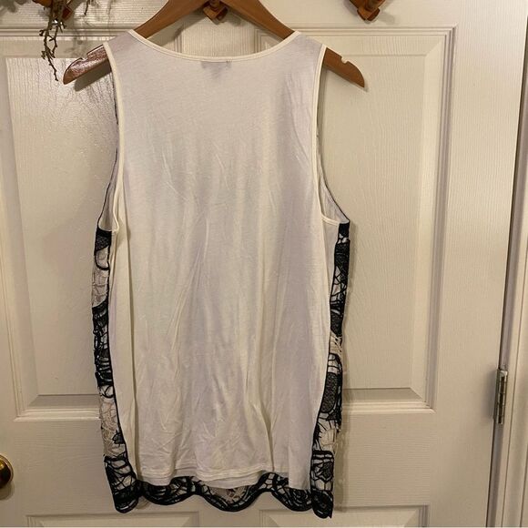 Express Black and White Sequin Fitted Sleeveless Tank Top - Picture 6 of 7